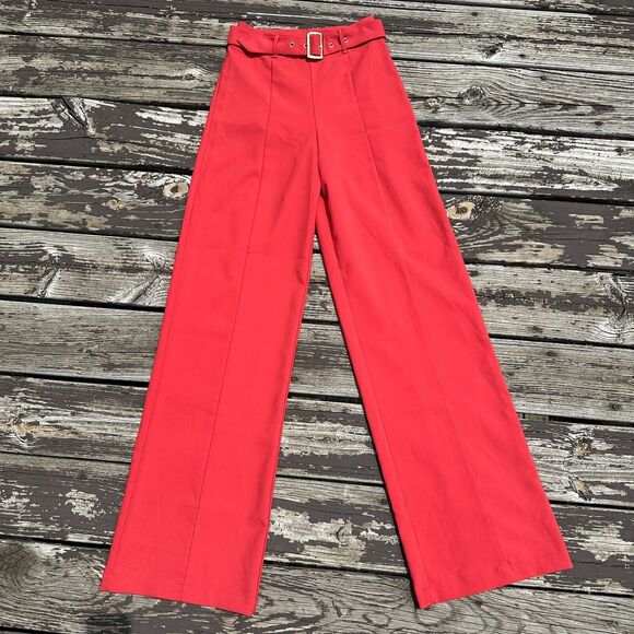 Lovers & Friends Revolve Angeli Wide Leg High Rise Pants XS Belted Office Chic - Picture 3 of 12